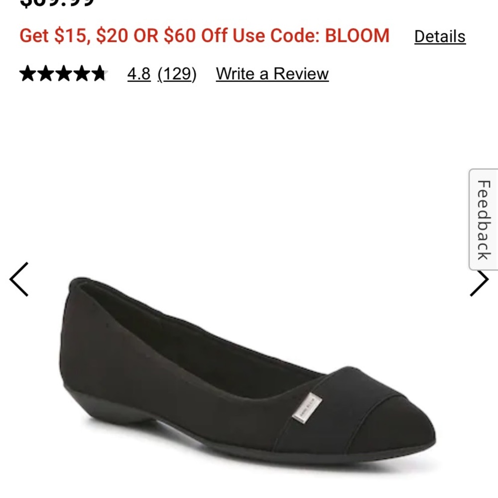 Ann Klein black pointy flats